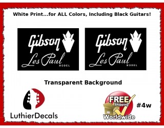 Gibson Guitar Decal Les Paul White #4w